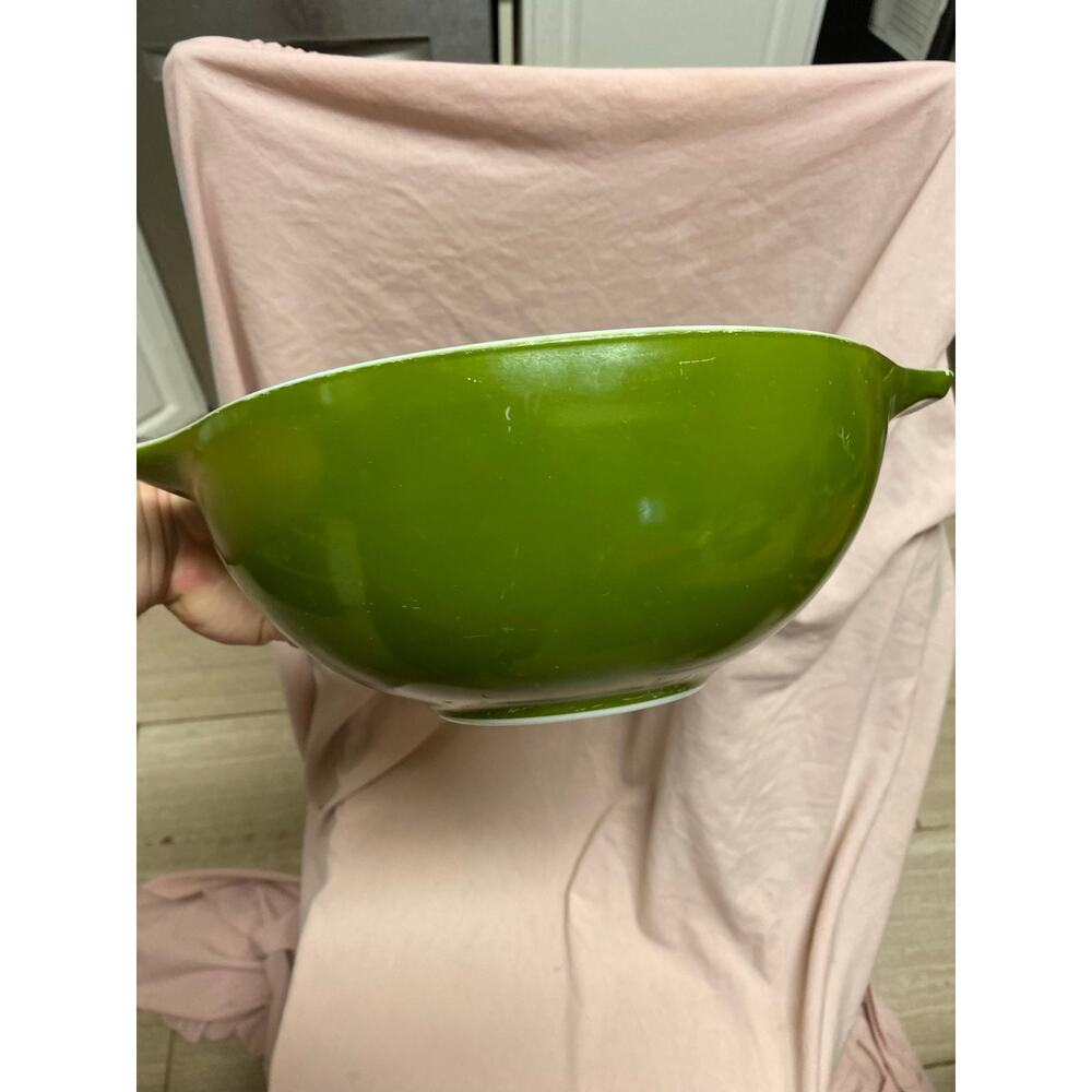 Vintage MCM Pyrex Cinderella Avocado Verde Green 444 Nesting Mixing Bowl 4 Qt
